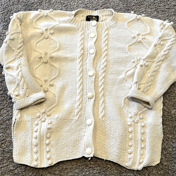 Tivoli Sweaters - Tivoli Hand knit Chunky Cardigan, 100% cotton  Christmas Sweater Cream Size M/L